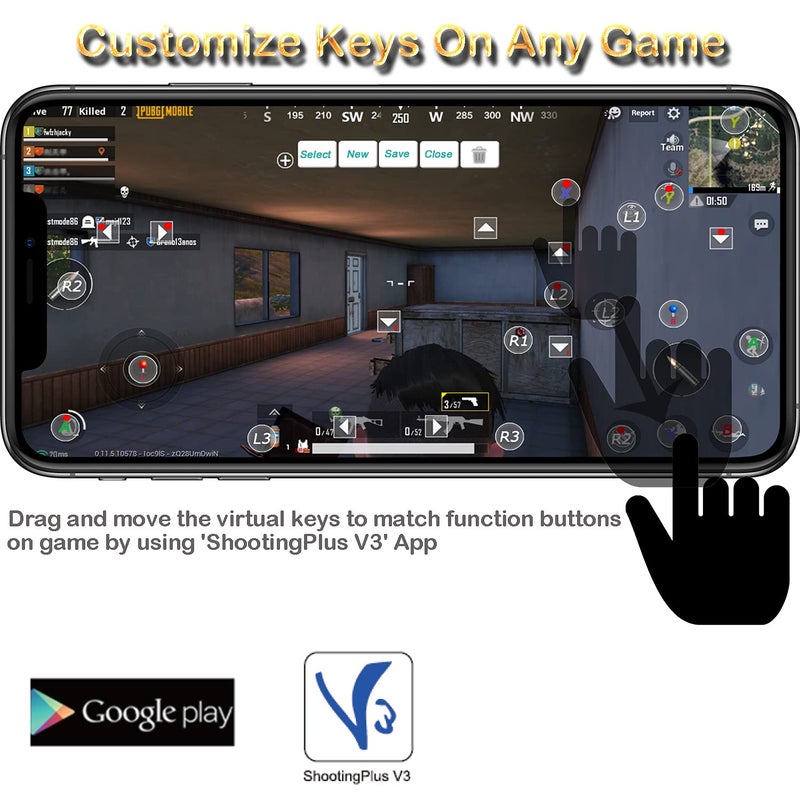 Megadream Android Gamepad Controller, Wireless Key Mapping Gamepad Joystick Perfect for Call of Duty & PUBG Mobile & More, Compatible for Samsung Galaxy HTC LG Other Phone, Not for iOS - Image 3